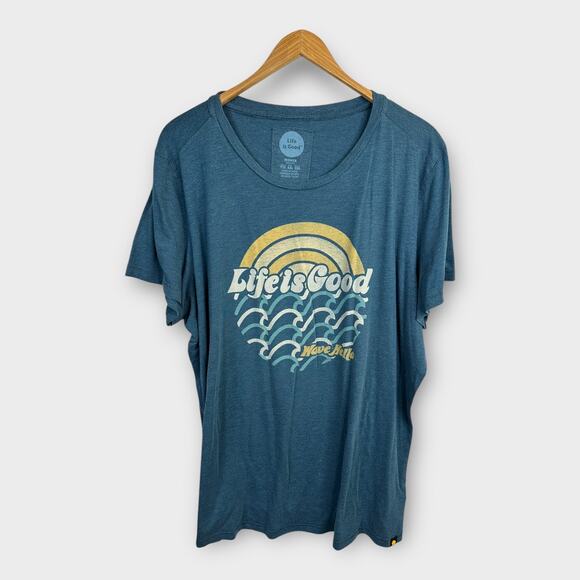 Life Is Good Tops - Life is Good Womens size XXL Short Sleeve T-Shirt Wave Surf Beach Blue